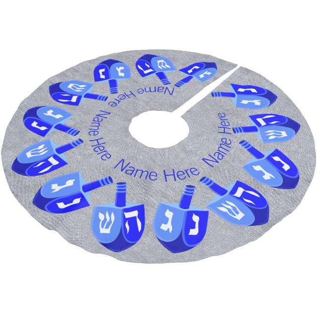 Hanukkah Dreidels Blue Personlig Chrismukah Julgransmatta Borstad Polyester (Vinklad)