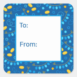 Hanukkah Dreidels Gift Märkre Fyrkantigt Klistermärke