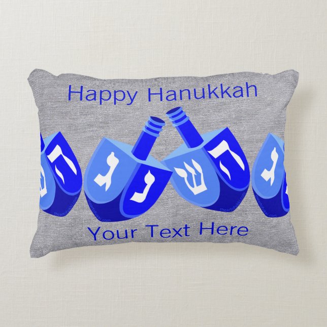 Hanukkah Dreidels in Blue Helgdag Home Decor Prydnadskudde (Framsidan)