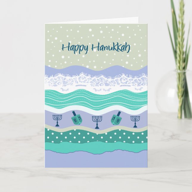 Hanukkah Dreidels Menorah Snöre-vykort Helgkort (Framsida)