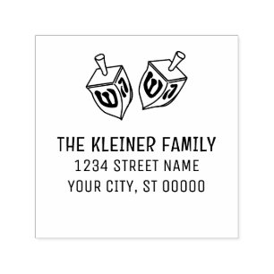 Hanukkah Dreidels Namn Returadress Självfärgande Stämpel