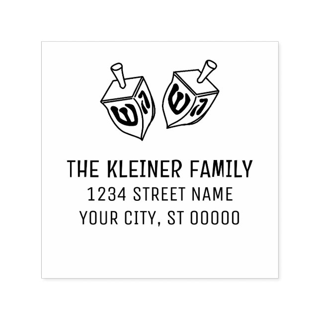 Hanukkah Dreidels Namn Returadress Självfärgande Stämpel (Design)