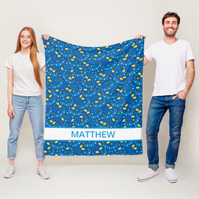 Hanukkah Dreidels Personlig Fleece Blanket (På plats)