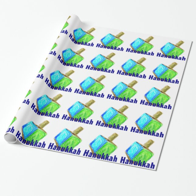 Hanukkah Dreidels Presentpapper (Utrullad)