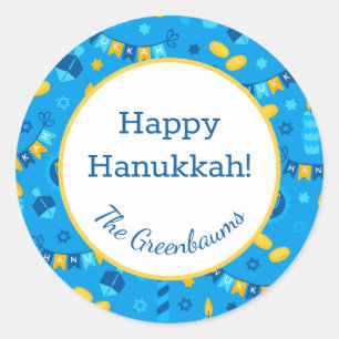 Hanukkah Dreidels presenttagg Runt Klistermärke
