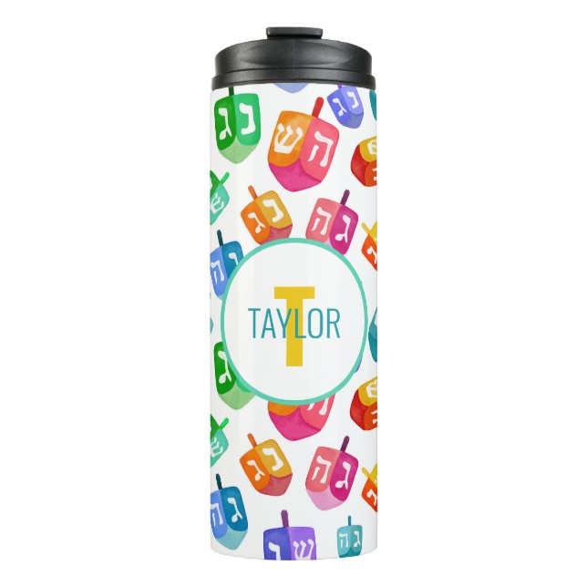 Hanukkah Dreidels Rainbow Watercolor Helgdag (Framsida)