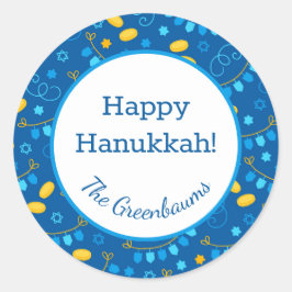 Hanukkah Dreidels Runt Klistermärke