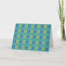 Hanukkah Dreidels + Stars Helgkort