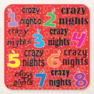 Hanukkah Eight Crazy Nights Red Underlägg Papper Kvadrat