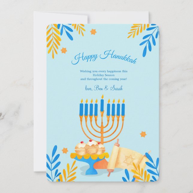 Hanukkah-element firande gratulationskort julkort (Framsida)