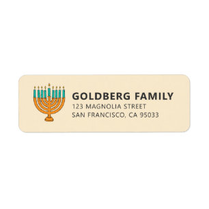 Hanukkah Enkel och modern ljus Hälsning Returadress Etikett