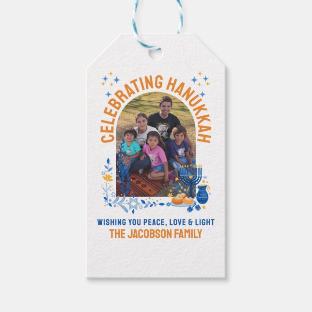 HANUKKAH FAMILY Anpassade Photo Presentetikett (Framsidan)