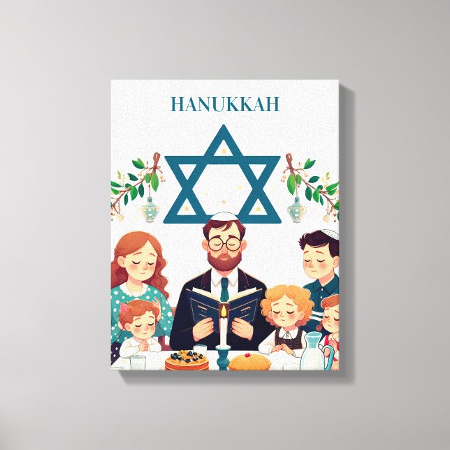 Hanukkah Family Meal Canvas Art (Framsida)