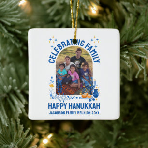 HANUKKAH FAMILY REUNION Anpassade Photo Julgransprydnad Keramik
