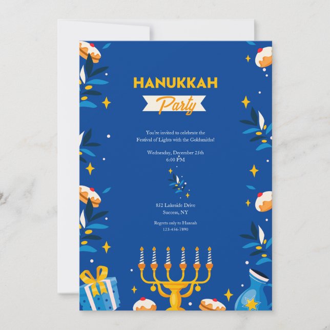 Hanukkah-fest Invitationer Inbjudningar (Framsida)