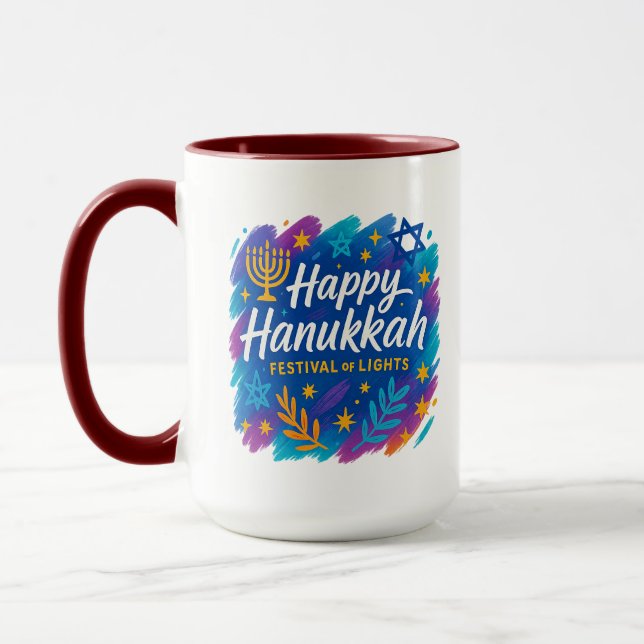 Hanukkah Festival of Lights Art – Combo Mug Mugg (Vänster)