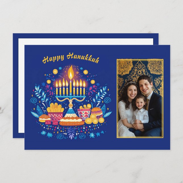 Hanukkah Festival of Ljus Photo Charm ✡️ Julkort (Fram/baksida)