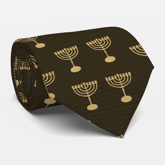 Hanukkah Festival Party Guld Menorah Mönster Slips (Rullad)