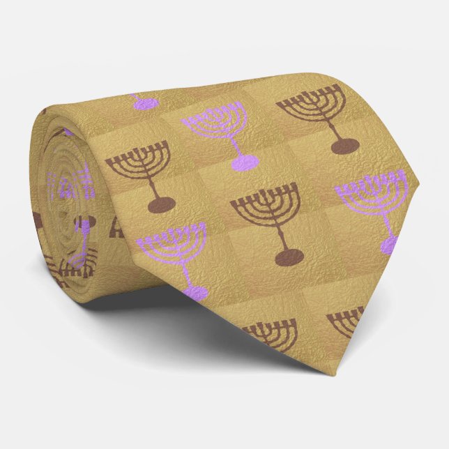 Hanukkah Festival Party Guld Menorah Mönster Slips (Rullad)