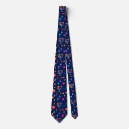 Hanukkah Festival Party Trendig Blue Doodle Mönste Slips