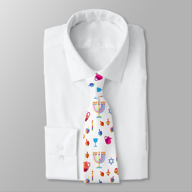 Hanukkah Festival Party Trendig Blue Doodle Mönste Slips (Bunden)
