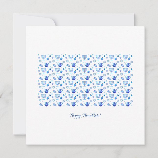 Hanukkah Festival Party Trendig Blue OrnamCard (Framsida)