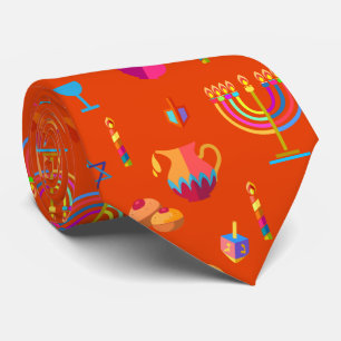Hanukkah Festival Party Trendig Red Doodle Mönste Slips