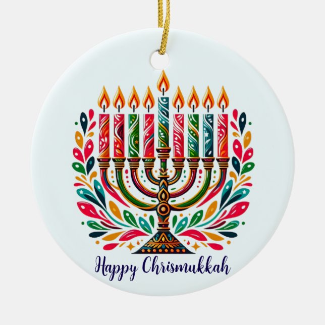Hanukkah-festivalen i Ljus Julgransprydnad Keramik (Framsidan)