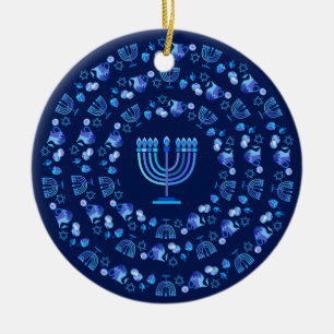 Hanukkah-festivalen Ljus Party Mandala Blue Julgransprydnad Keramik