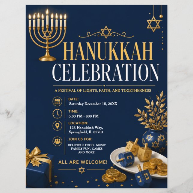 Hanukkah-firande Folder Reklamblad (Framsidan)