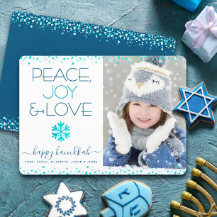 Hanukkah Foto Fred Glädje Kärlek Snöflinga Modern Julkort