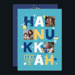 HANUKKAH-fotohälsningskort<br><div class="desc">Vår Hanukkah-Anpassningsbar Photo Greeting-kort är ett vackert, roligt sätt att önska familj och vänner en Lycklig Hanukkah i stil. Den här festliga, roligt, moderna designen omfattar Menorah, Dreidel, Jelly Donut och Wrapped Gift tillsammans med Snöflingor och judiska stjärnor. Anpassa det här anpassningsbarna med 3 av dina egna foton och ditt...</div>