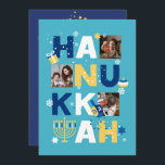 HANUKKAH-fotohälsningskort<br><div class="desc">Vår Hanukkah-Anpassningsbar Photo Greeting-kort är ett vackert, roligt sätt att önska familj och vänner en Lycklig Hanukkah i stil. Den här festliga, roligt, moderna designen omfattar Menorah, Dreidel, Jelly Donut och Wrapped Gift tillsammans med Snöflingor och judiska stjärnor. Anpassa det här anpassningsbarna med 3 av dina egna foton och ditt...</div>