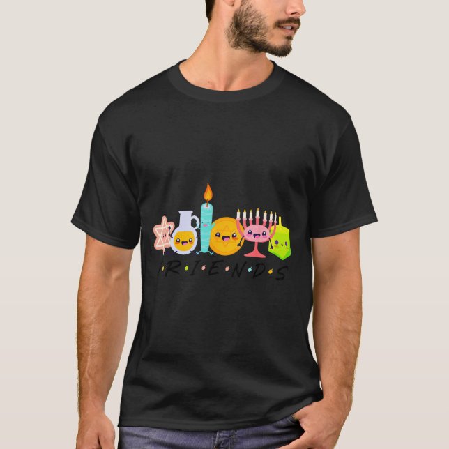 Hanukkah Friends Menorah Traditional Jewish Dreide T Shirt (Framsida)
