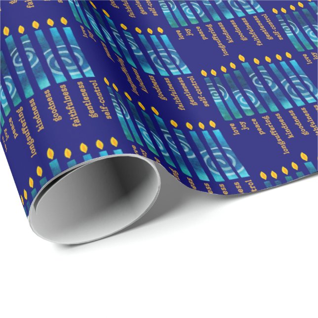HANUKKAH Fruit of the Spirit Christian Presentpapper (Rullad Hörn)