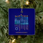 HANUKKAH Fruit of the Spirit Julgransprydnad Keramik<br><div class="desc">Snyggt HANUKKAH Fruit of the Spirit Ceramic Ornament with ANPASSADE TEXT, speciellt designad med ljusen från Hanukkah och den niofaldiga frukten av den kristna religionens anda: kärlek, glädje, fred, långvarigt lidande, vänlighet, godhet, trohet, självkontroll. Vid det lämnat hörnet i grund är en enkel David-stjärna. Anpassa texten genom att lägga till...</div>