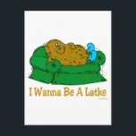 HANUKKAH FUNNY GIFTS "JAG VILL VARA EN LATKE" HELG VYKORT<br><div class="desc">GE DESSA FUNNY JEWISH HUMOR HANUKKAH GIFTS TILL ALLA LIKA UNIKA CHANUKAH PRESENTER.  VARJE KOUCK POTATIS VERKLIGEN VILL VARA EN LATKE.</div>