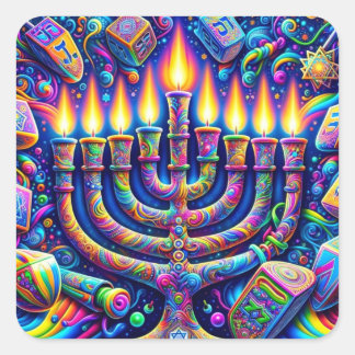 Hanukkah Fyrkantigt Klistermärke