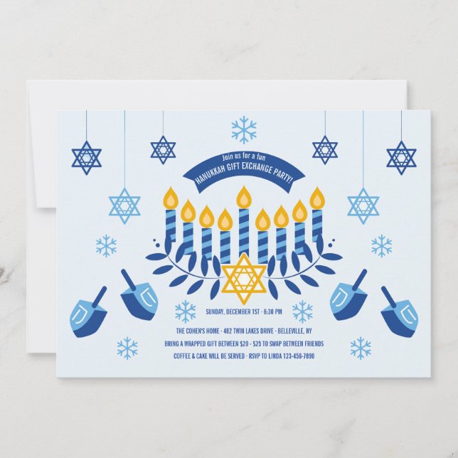 Hanukkah Gift Exchange Party-inbjudan Inbjudningar (Framsida)