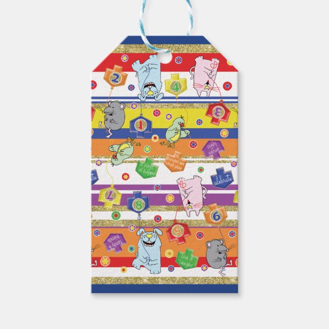 Hanukkah Gift Märkres Mouse och Vänner Presentetikett (Framsidan)