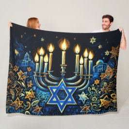 Hanukkah Gift Menorah Pastel Teckning Fleecefilt