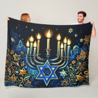 Hanukkah Gift Menorah Pastel Teckning Fleecefilt