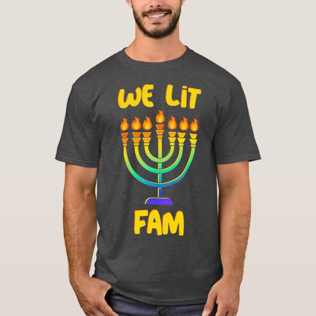 Hanukkah Gift Stocking Stuffers Hebrew Menorah T Shirt (Framsida)