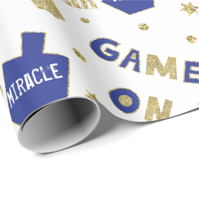 Hanukkah Gift Wrap, ett Underbarare Miracle inträf Presentpapper (Rullad Hörn)
