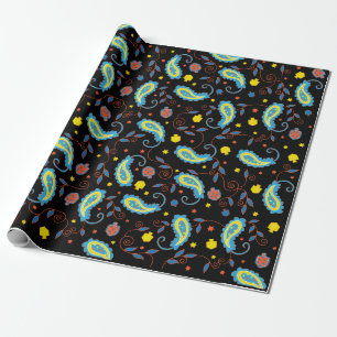 Hanukkah Gift Wrap "Paisley Dreidels and Stars" Presentpapper
