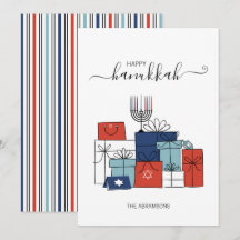 Hanukkah Gifts & Menorah Helgdag Card