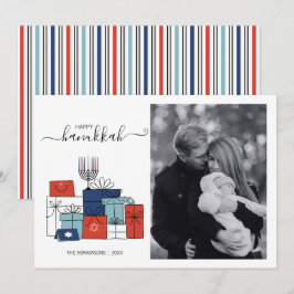 Hanukkah Gifts & Menorah Helgdag Photo Card Julkort