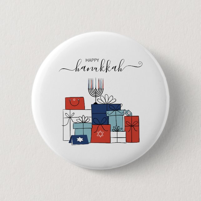 Hanukkah Gifts & Menorah Helgdag Pinback Button Knapp (Framsida)