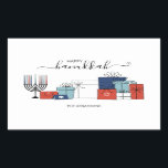 Hanukkah Gifts & Menorah Helgdag Sticker Rektangulärt Klistermärke<br><div class="desc">Anpassa anpassningsbarna ovan. Du hittar ytterligare samordningsposter i vår "Hanukkah Gifts and a Menorah"-samling.</div>
