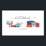 Hanukkah Gifts & Menorah Helgdag Sticker Rektangulärt Klistermärke<br><div class="desc">Anpassa anpassningsbarna ovan. Du hittar ytterligare samordningsposter i vår "Hanukkah Gifts and a Menorah"-samling.</div>